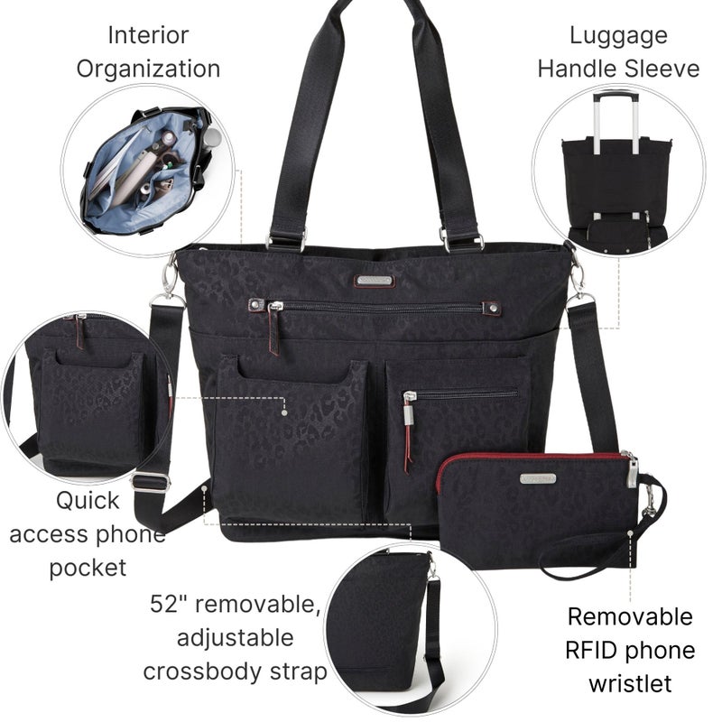 Baggallini Any Day Tote with RFID Phone Wristlet - Adjustable Crossbody Tote Bag for Women - Lightweight Travel Bag - Image 3